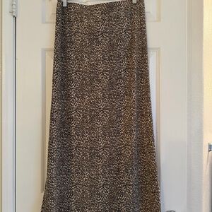 Leopard Print Maxi Skirt - Brown